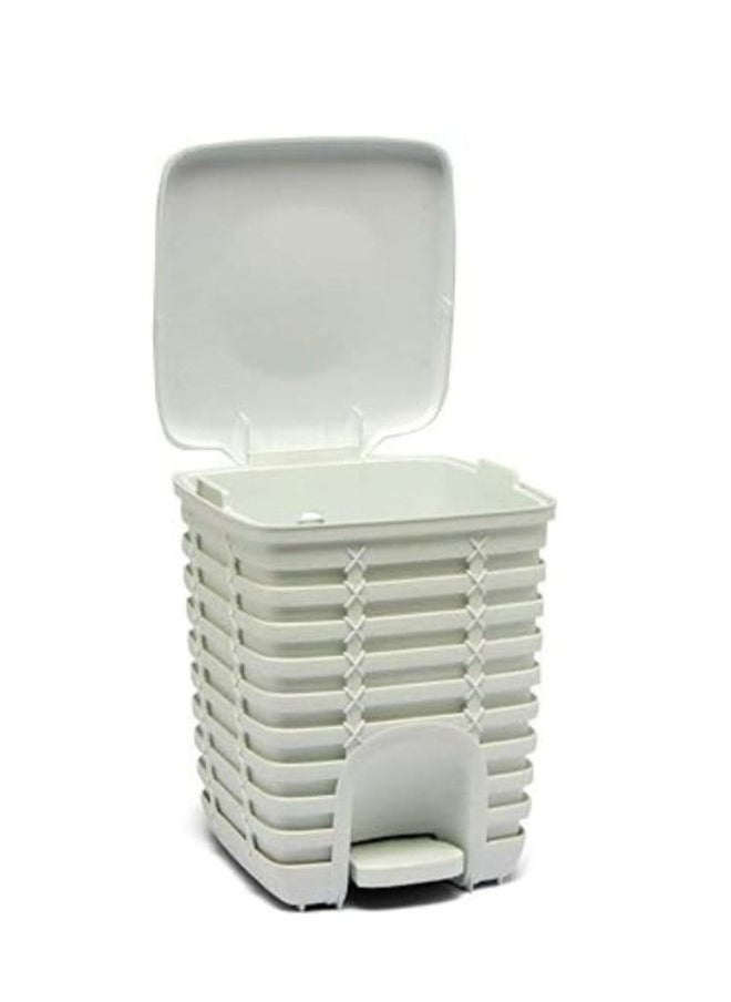 Primanova Palm trash can 9 liter with swing lid and pedal for bathroom bedroom laundry room or office white  - Image 2