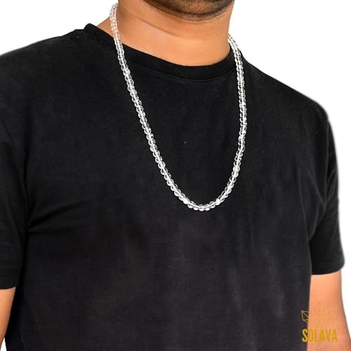SOLAVA Sphatik Mala Original - 100% Certified Clear Quartz Crystal Mala for Men and Women for Positive Energies, Focus, Concentration, Emotional Stability, and Crown Chakra Healing - Image 4