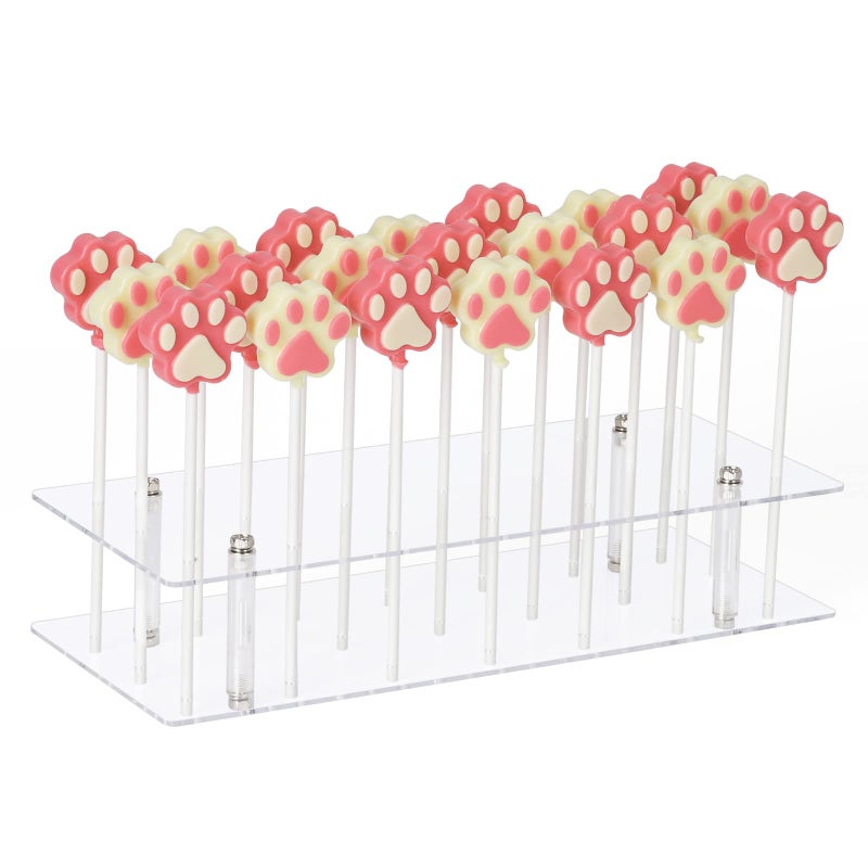 Suneerplay Cake Pop Stand 21 Holes Lollipop Display Stand Acrylic Clear Cake Pop Display Holder Cakepopsical Stand for Weddings Baby Showers Birthday Party