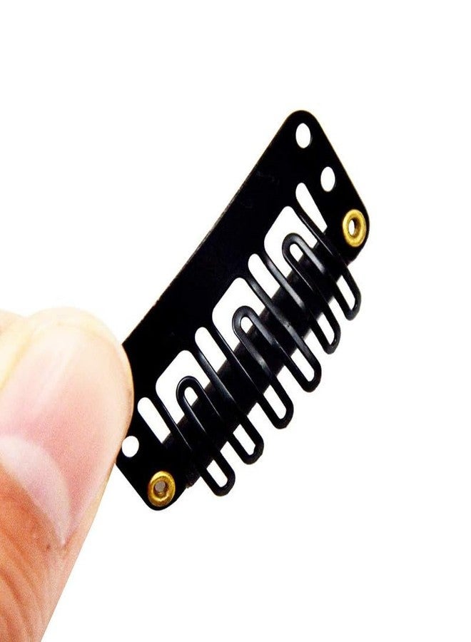 SHIDARA 12 pcs/lot 32mm 6-Teeth Clips with Rubber U-Shape Snap Clips Metal Wig Hair Extension Clips for Hair Extension Hairpiece (3.2cm Black) - Image 3