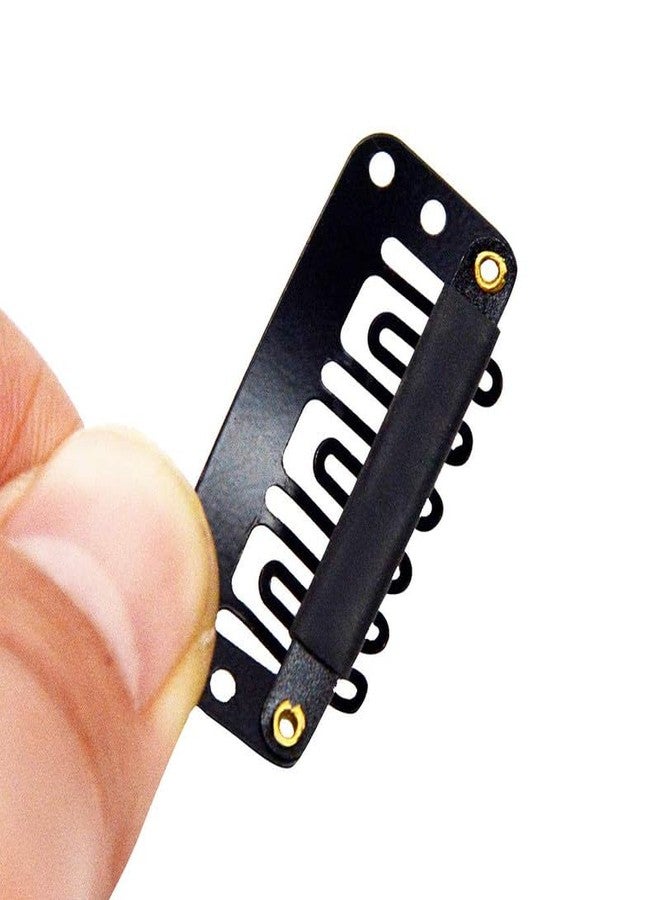 SHIDARA 12 pcs/lot 32mm 6-Teeth Clips with Rubber U-Shape Snap Clips Metal Wig Hair Extension Clips for Hair Extension Hairpiece (3.2cm Black) - Image 4