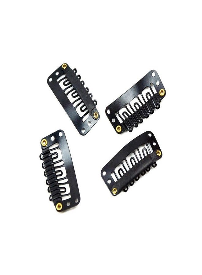 SHIDARA 12 pcs/lot 32mm 6-Teeth Clips with Rubber U-Shape Snap Clips Metal Wig Hair Extension Clips for Hair Extension Hairpiece (3.2cm Black) - Image 5