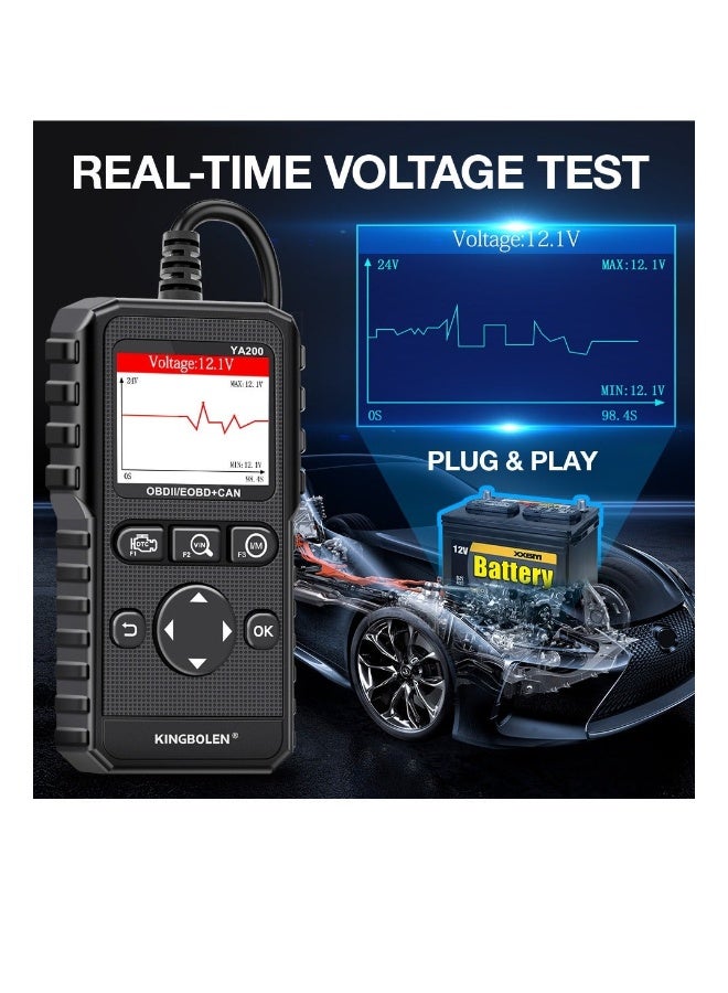 kingbolen YA200 OBD2 Scanner, Car OBD2 Code Reader Check Engine Light, Car Scanner OBDII Full Functions with Voltage Test OBD2 Scanner Diagnostic Tool for All OBDII CAN Protocol Cars Since 1996 - Image 5