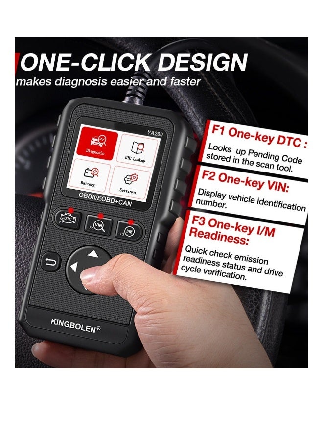 kingbolen YA200 OBD2 Scanner, Car OBD2 Code Reader Check Engine Light, Car Scanner OBDII Full Functions with Voltage Test OBD2 Scanner Diagnostic Tool for All OBDII CAN Protocol Cars Since 1996 - Image 4