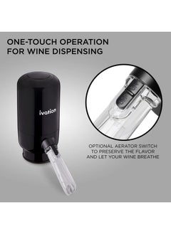 Ivation Wine Aerator & Dispenser With Flexible Tube | Electric Batteryoperated Universal Wine Bottle Spout With Automatic Button Dispenser Aeration Control Integrated Led Light & Removable Rod  - Image 4