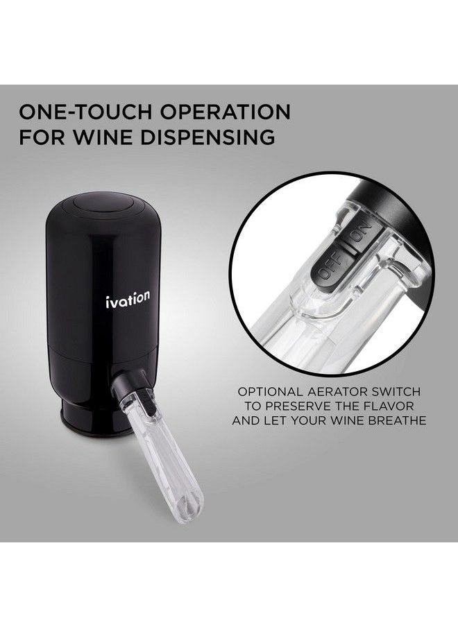 Wine Aerator & Dispenser With Flexible Tube | Electric Batteryoperated Universal Wine Bottle Spout With Automatic Button Dispenser Aeration Control Integrated Led Light & Removable Rod
