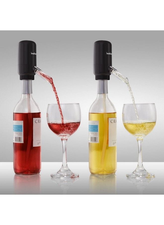 Wine Aerator & Dispenser With Flexible Tube | Electric Batteryoperated Universal Wine Bottle Spout With Automatic Button Dispenser Aeration Control Integrated Led Light & Removable Rod