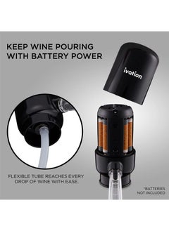 Ivation Wine Aerator & Dispenser With Flexible Tube | Electric Batteryoperated Universal Wine Bottle Spout With Automatic Button Dispenser Aeration Control Integrated Led Light & Removable Rod  - Image 3