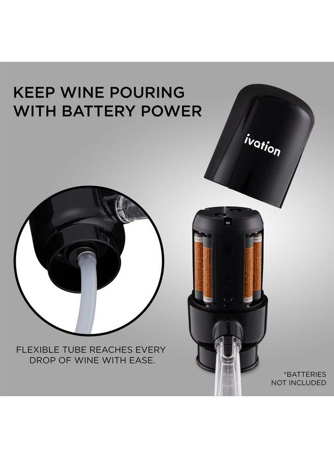 Wine Aerator & Dispenser With Flexible Tube | Electric Batteryoperated Universal Wine Bottle Spout With Automatic Button Dispenser Aeration Control Integrated Led Light & Removable Rod