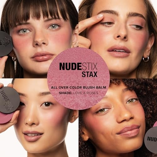 Nudestix STAX All Over Color Blush Balm MultiUse Cream Blush for Cheeks Eyes Lips with Soft Matte Finish Stackable Longwearing Vegan Clean Beauty Makeup Love Roses - Image 3