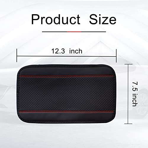 Miytsya Four Seasons Universal Armrest Box Mat Fiber Leather Embossing Waterproof Car Armrest Seat Cover Red - Image 3