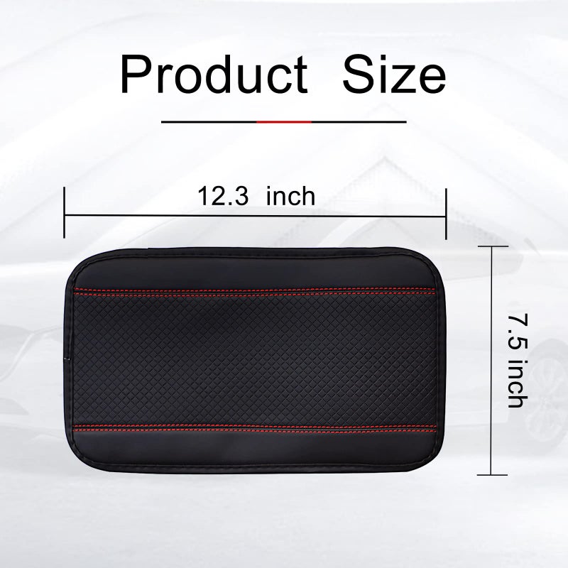 Miytsya Four Seasons Universal Armrest Box Mat Fiber Leather Embossing Waterproof Car Armrest Seat Cover Red - Image 4