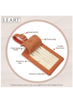 LeArt Luggage Tag Leather – Luggage Tags for Suitcases | Travel Tags for Luggage | Suitcase tags | Leather Luggage Tags | Travel Gifts (Set of 2 | Caramel)  - Image 3