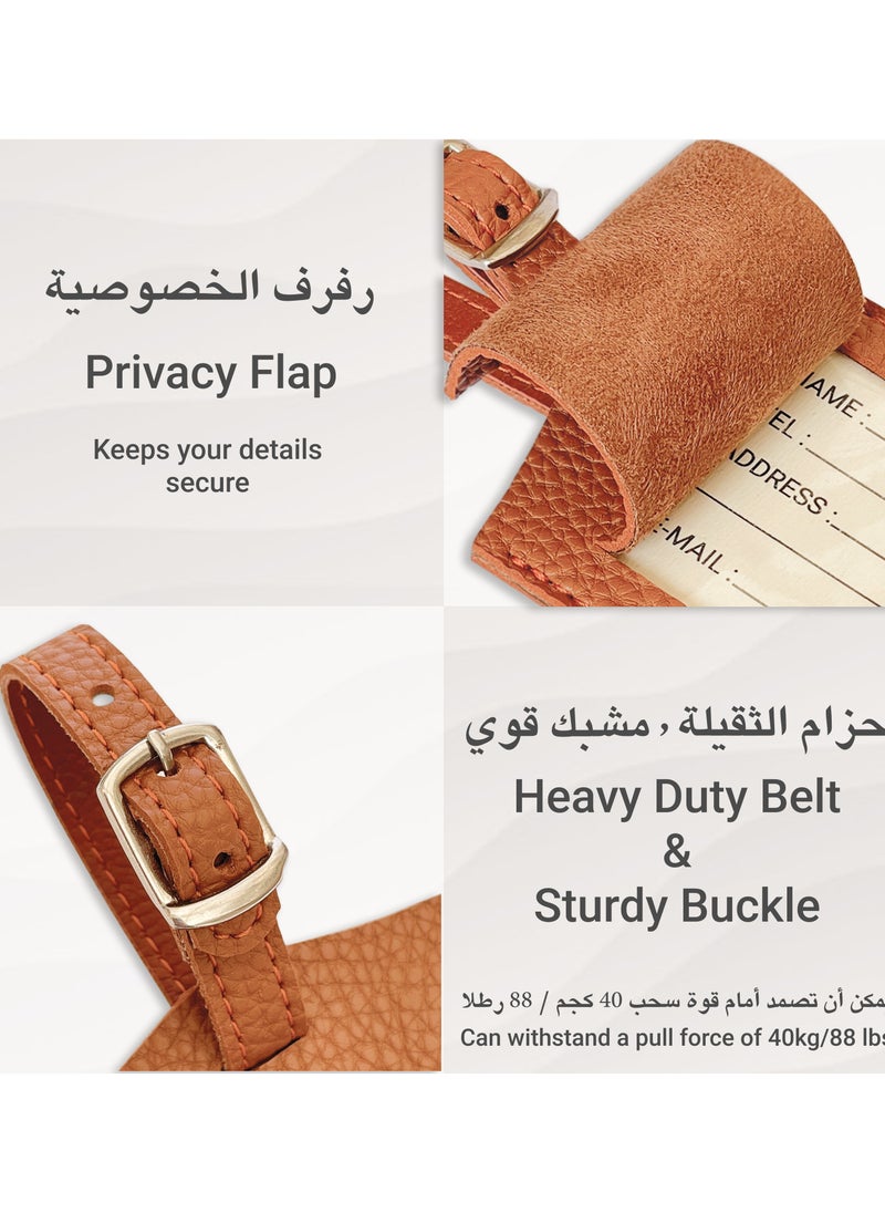 لي آرت علامة الأمتعة الجلدية – علامات الأمتعة لحقائب السفر | علامات السفر للأمتعة | علامات حقائب السفر | علامات الأمتعة الجلدية | هدايا السفر (مجموعة من 2 | كراميل)  - Image 4