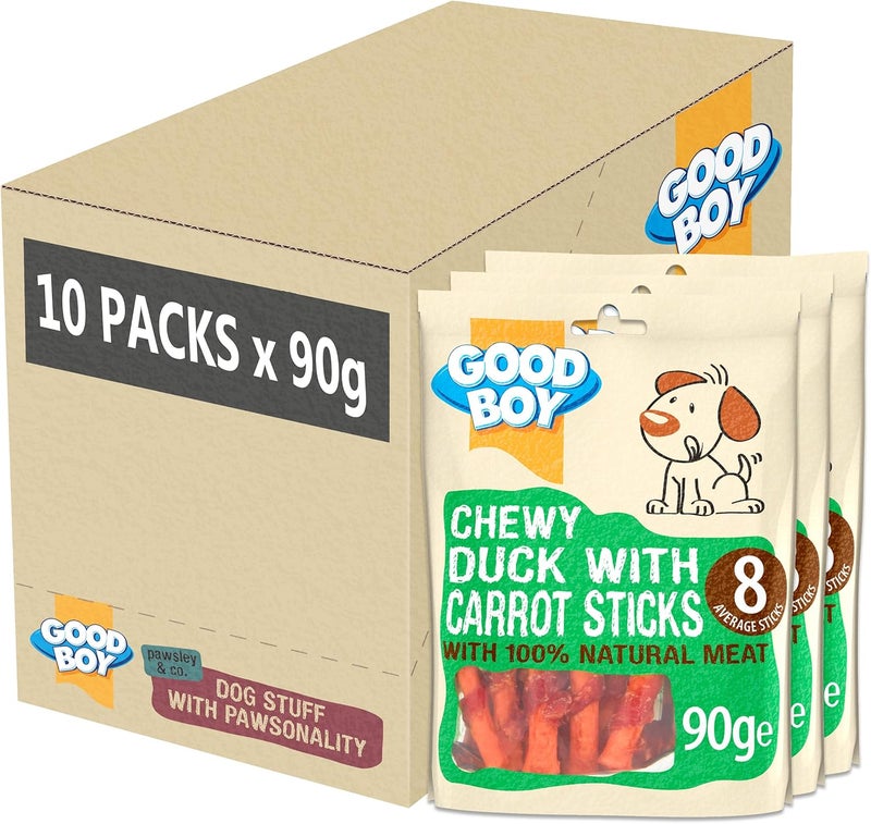 Good Boy - Chewy Duck With Carrot Sticks - Dog Treats - Made With 100% Natural Duck Breast Meat - 90 Grams ℮ - Rawhide Free Dog Treats - Case of 10 - Image 1