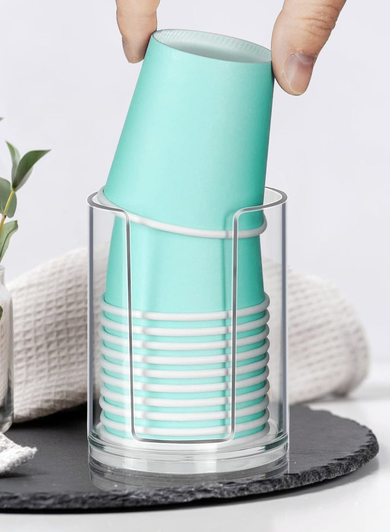 Excefore Clear Cup Dispenser, Bathroom Cup Dispenser, Disposable Mouthwash Cups Holder Fit 3oz-4oz Small Paper Cups, Cup Storage Stand, Cup Holder for Countertop - Image 3
