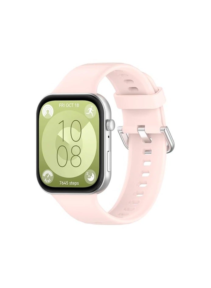 سوار معصم متوافق مع Huawei Watch Fit 3 / Fit 4 / Fit 4pro حزام سيليكون سوار سريع التحرير حزام استبدال شارة الذراع وردي - Image 1