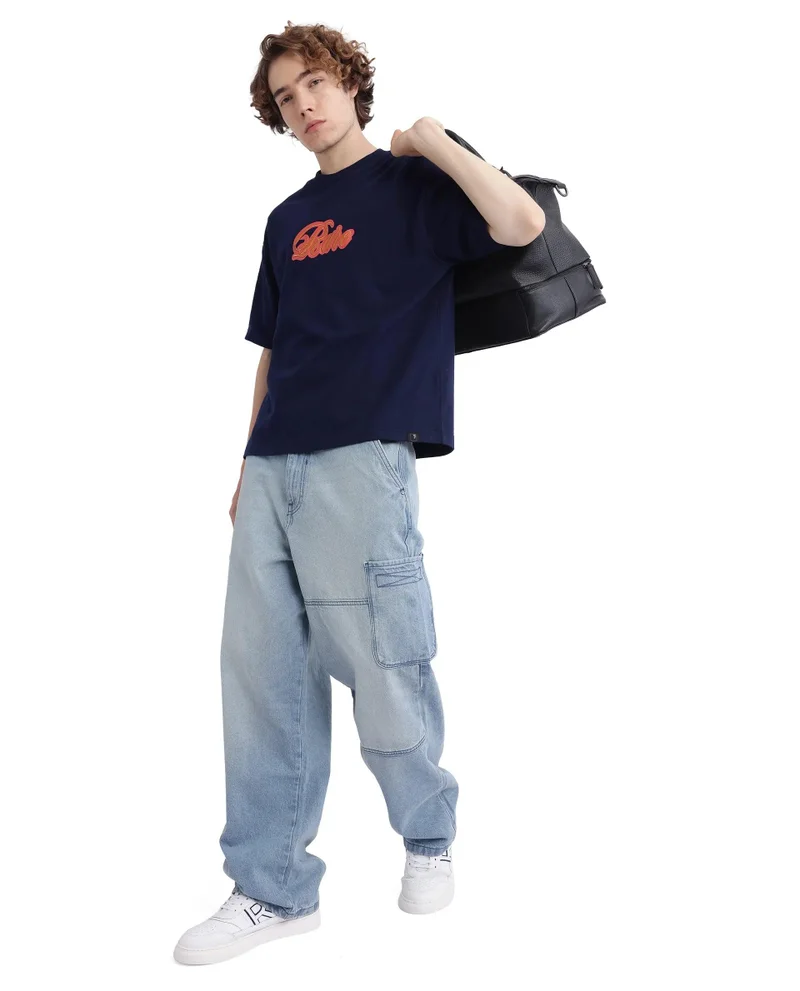 Rare Rabbit Men's Oversized Embroidered T-Shirt