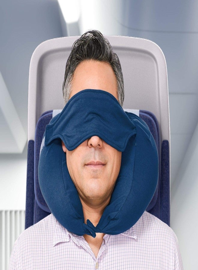 Yogibo Nap X Travel Neck Pillow for Sleeping Airplane, Car, Plane Traveling, Microbead Portable Comfy Head Rest and Neck Support with Attached Eye Mask, Blue - Image 4