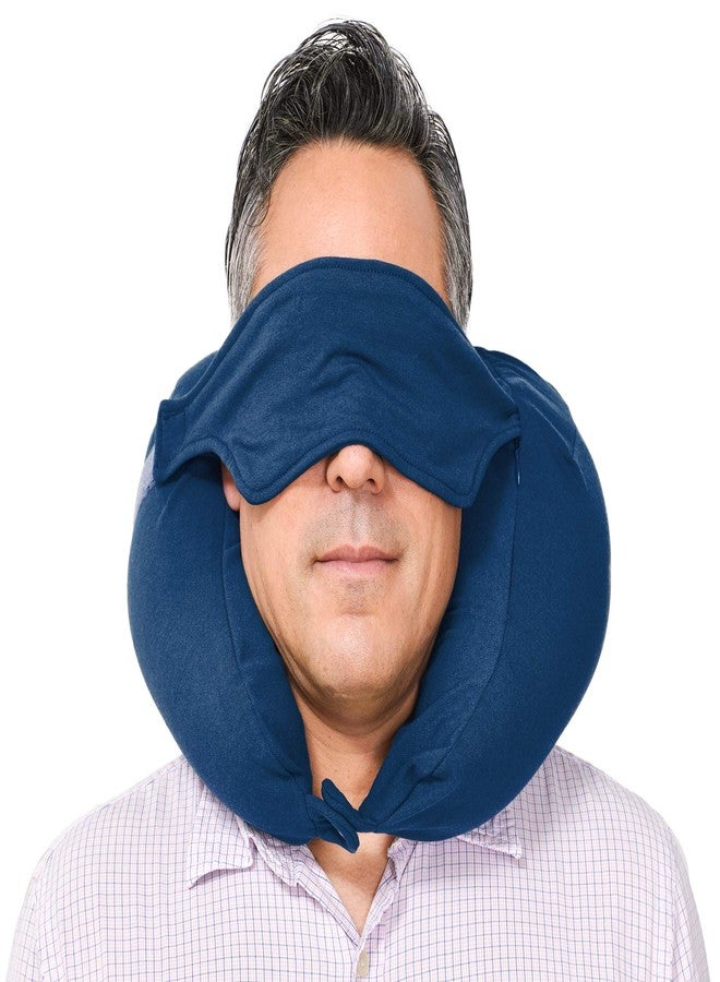 Yogibo Nap X Travel Neck Pillow for Sleeping Airplane, Car, Plane Traveling, Microbead Portable Comfy Head Rest and Neck Support with Attached Eye Mask, Blue - Image 5