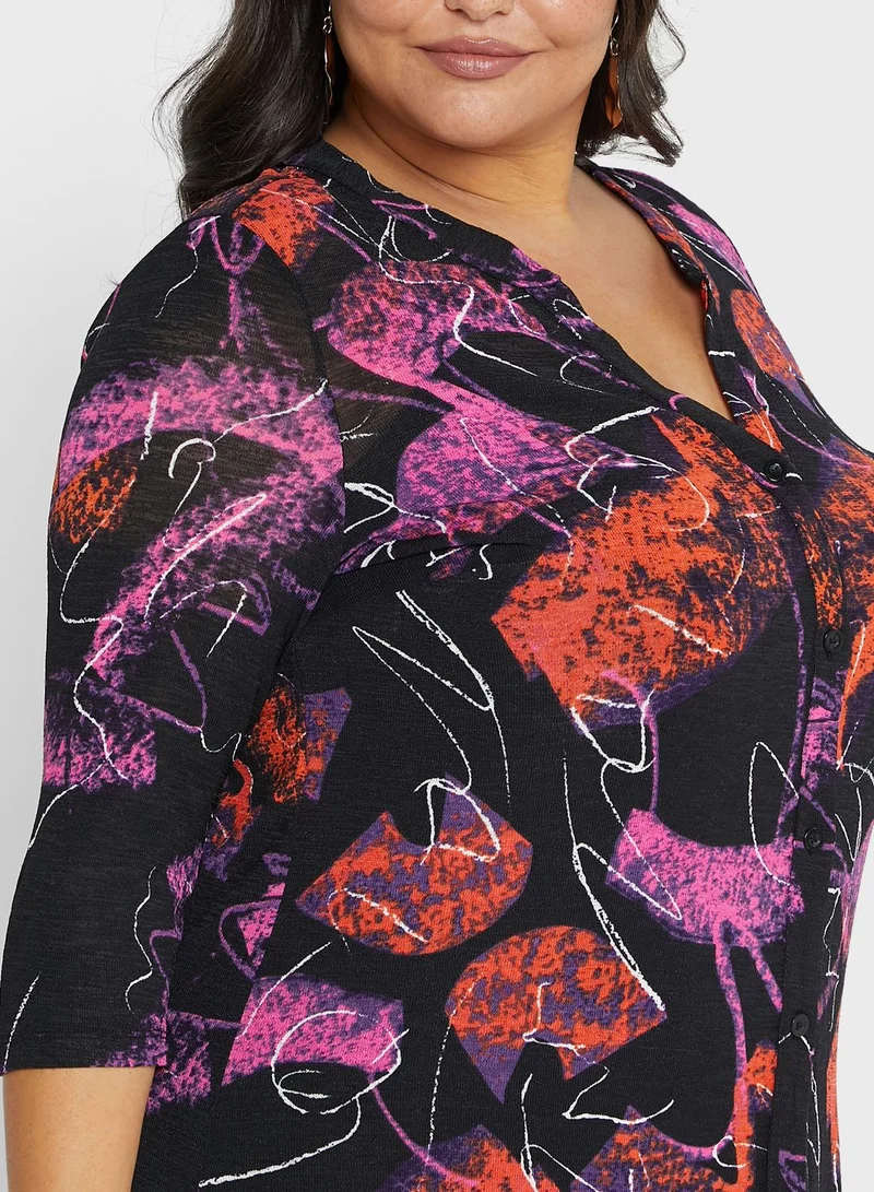 Avenue Printed V-Neck Shirt