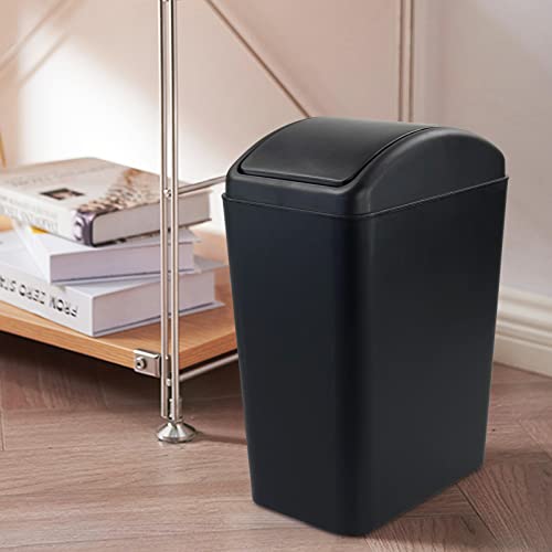 Qskely 4.5 Gallon Plastic Swing-Top Trash Can, Garbage Can with Swing Lid, Black - Image 4