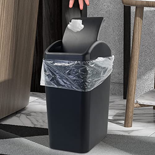 Qskely 4.5 Gallon Plastic Swing-Top Trash Can, Garbage Can with Swing Lid, Black - Image 5