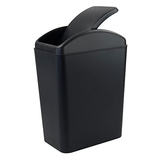 Qskely 4.5 Gallon Plastic Swing-Top Trash Can, Garbage Can with Swing Lid, Black - Image 1