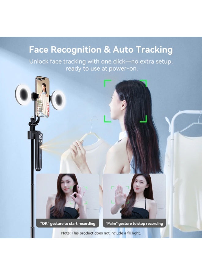 TELESIN P3-MS-03 Auto Tracking Tripod Phone Stand with 360° AI Face Tracking, BT Remote, 1.6m Adjustable Height, Compatible with Smartphone, GoPro & Mirrorless Cameras for Vlogging & Streaming - Image 2