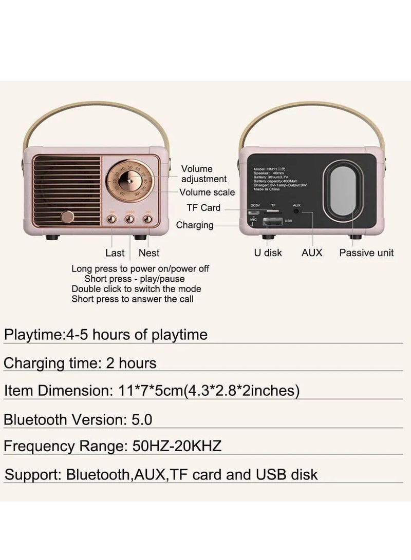 GULFLINK Vintage Small Wireless Bluetooth Speaker White - Image 5