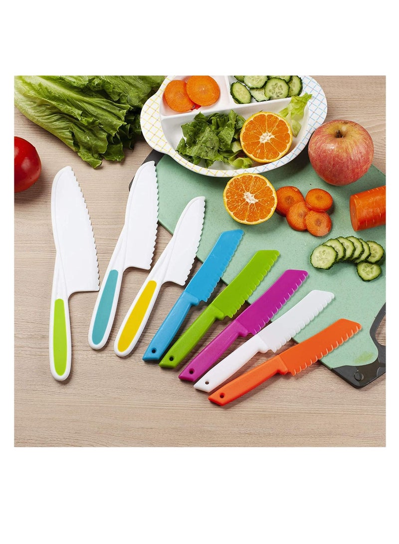 NIBEMINENT 8 Pieces Kids Kitchen Knife Set Plastic - Chef Nylon Knives Children's Safe Cooking for Fruit, Bread, Cake, Salad, Lettuce - Image 4