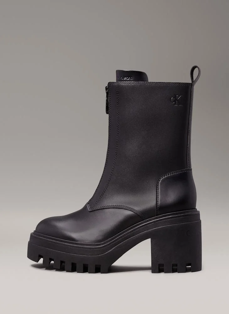 كالفن كلاين جينز Chunky Heeled Zip Boots