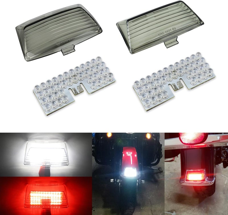 Akmties Fender Tip LED Brake Light for Electra Glide Classic & Touring Models (Red+White) - Image 1