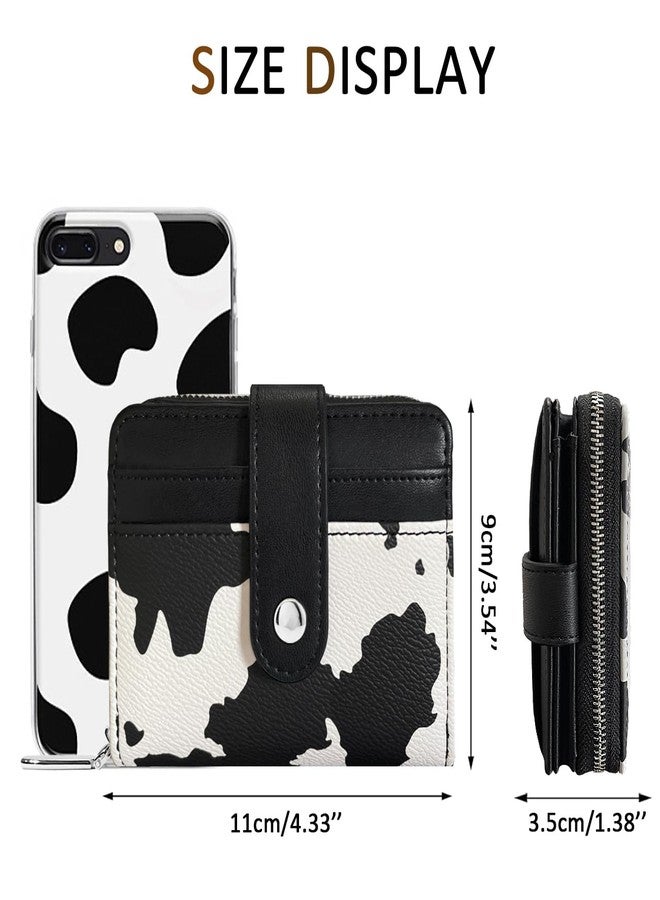 Sunwel Fashion Cow Prints Wallet Card Slots Small Wallet with Zipper Coin Pouch Wallet for Women Girls (COW PRINT BLACK) - Image 3