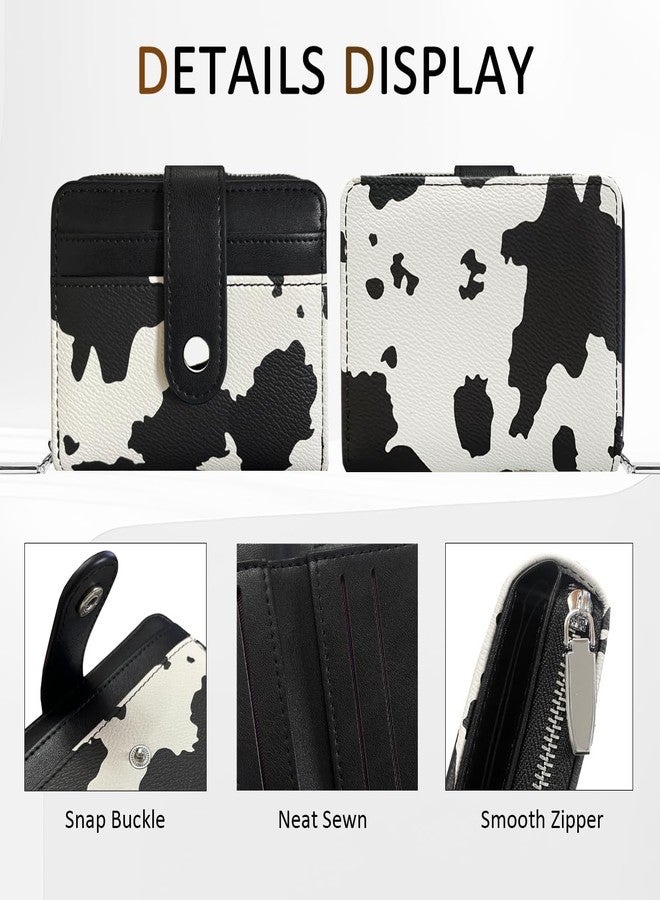 Sunwel Fashion Cow Prints Wallet Card Slots Small Wallet with Zipper Coin Pouch Wallet for Women Girls (COW PRINT BLACK) - Image 4