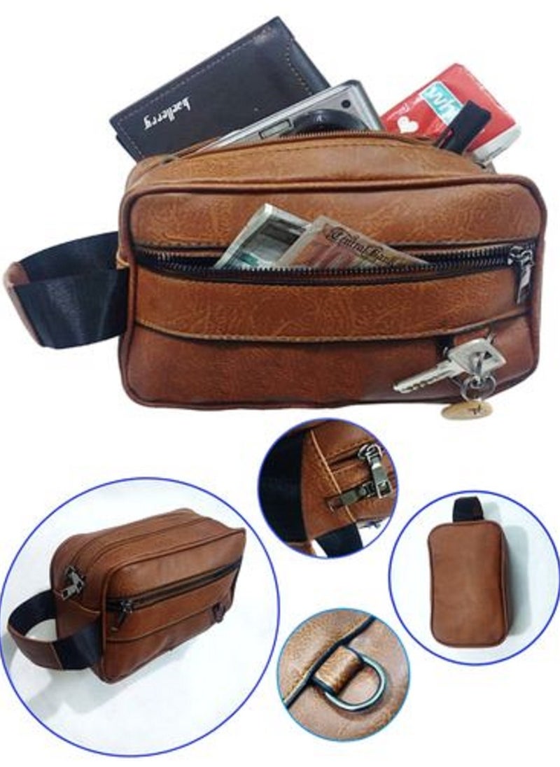 Jeep Buluo Multi-pocket business handbag, high-quality Havana leather  - Image 1
