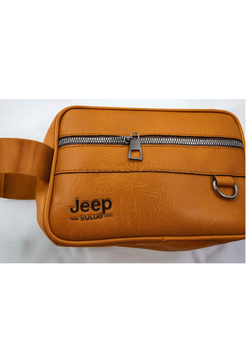 Jeep Buluo Luxury Men's Leather Handbag - Havana - Practical Design for Businessmen - Image 1