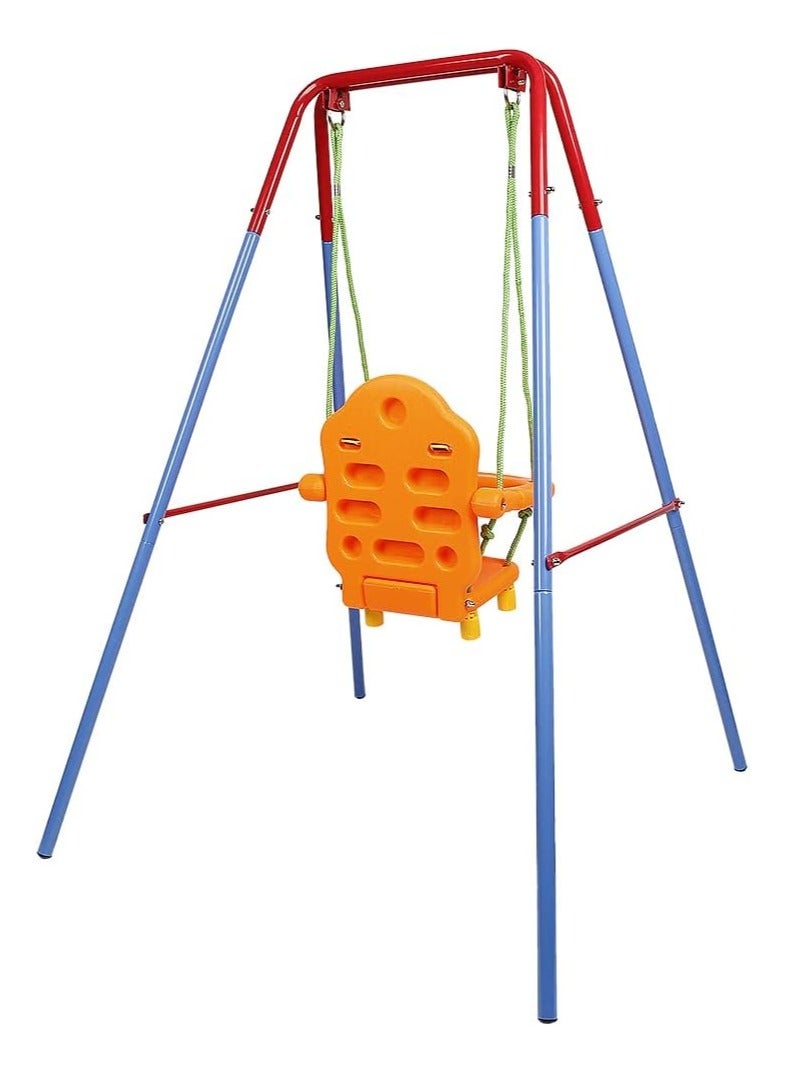 طقم أرجوحة للأطفال | مقعد أرجوحة ثقيل الاستخدام للأطفال مع حزام أمان ومقابض يدوية | قاعدة معدنية قابلة للطي | سهل التجميع والتخزين | مناسب للأطفال من عمر 1 سنة فما فوق - Image 3