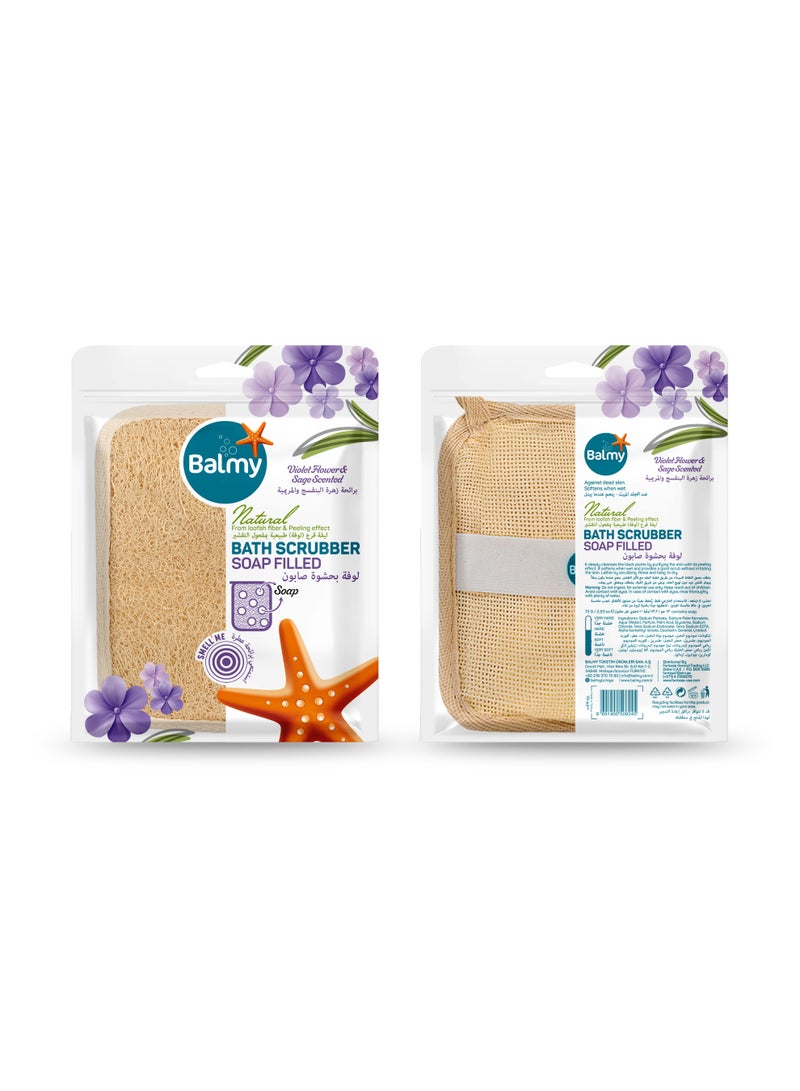Balmy Natural Soap Filled Bath Scrubber Loofah 75gm | Exfoliating Bath Sponge for Smooth & Refreshed Skin - Image 3