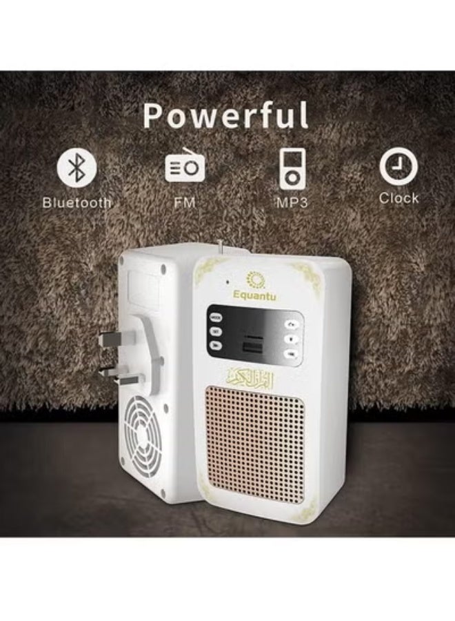 Equantu Bluetooth Quran Speaker – New Model with HD Sound, Multi-Language Translation, LED Light, Remote Control, FM Radio, MP3 Player & Wireless Connectivity – Portable Islamic Speaker for Home & Travel – White - Image 2