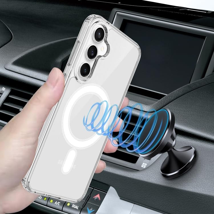 CASENED Clear Magnetic Case for Samsung Galaxy S24 FE-Magnetic Style, Shockproof Corners, Transparent - Image 4