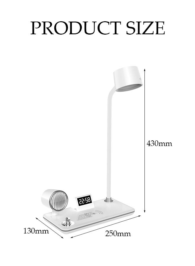 DUNISO Led Desk Lamp, Desk Lamp With With 10w/15W Fast Wireless Charging,Bedside Table Lamp，With 3 Modes, Touch Dimming,With Bluetooth Speaker And Electronic Clock,Suitable For Home, Office，Dormitory - Image 3