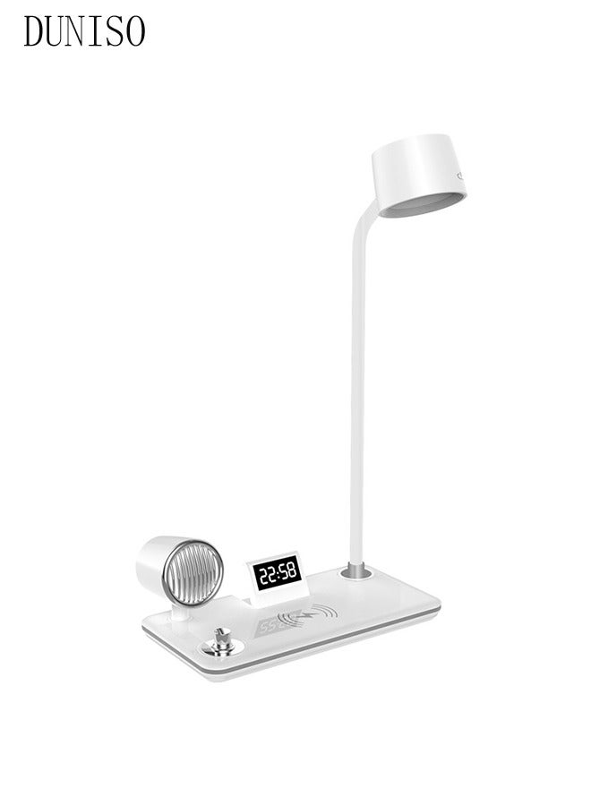 DUNISO Led Desk Lamp, Desk Lamp With With 10w/15W Fast Wireless Charging,Bedside Table Lamp，With 3 Modes, Touch Dimming,With Bluetooth Speaker And Electronic Clock,Suitable For Home, Office，Dormitory - Image 4