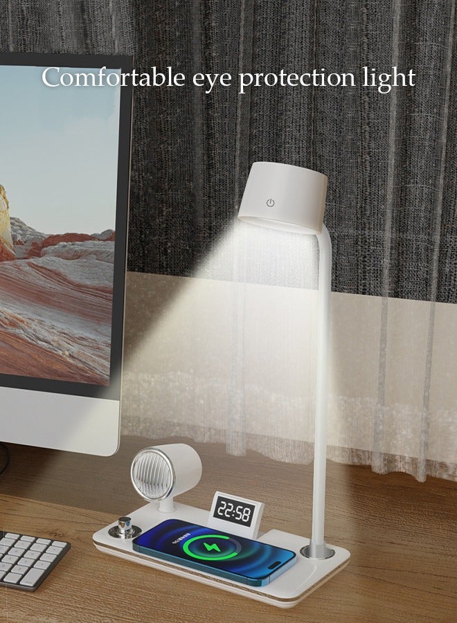 DUNISO Led Desk Lamp, Desk Lamp With With 10w/15W Fast Wireless Charging,Bedside Table Lamp，With 3 Modes, Touch Dimming,With Bluetooth Speaker And Electronic Clock,Suitable For Home, Office，Dormitory - Image 5