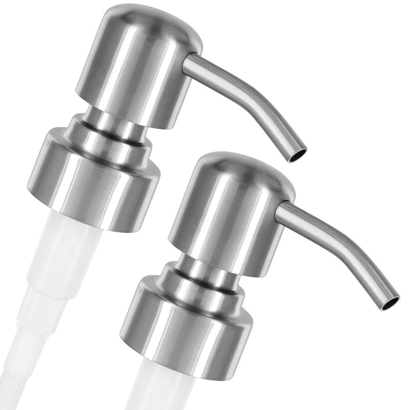 ALTGLAS Twin Pack  2X Stainless Steel Soap Pump Zagreb as Replacement for Liquid Hand Soap Dispensers Silver Brushed  Fits eg Jack Bottle