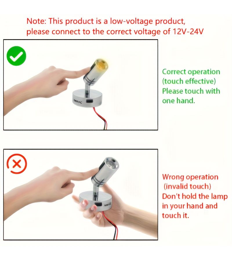 12V RV Rotating LED Reading Lamp 3W Neutral Light Touch Adjustable for Camper Van - Image 5