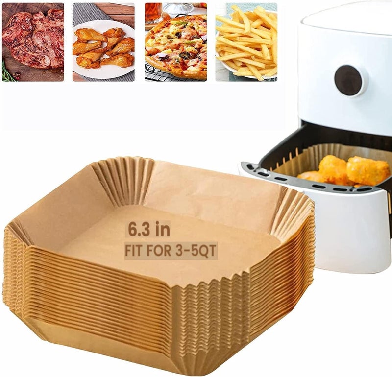 MTL Air Fryer Disposable Square Paper Liner 63 in Fit 35 Qt NonStick Waterproof Oil Grease Proof Parchment Liners Baking Paper for Air Fryer  Microwave  Grill