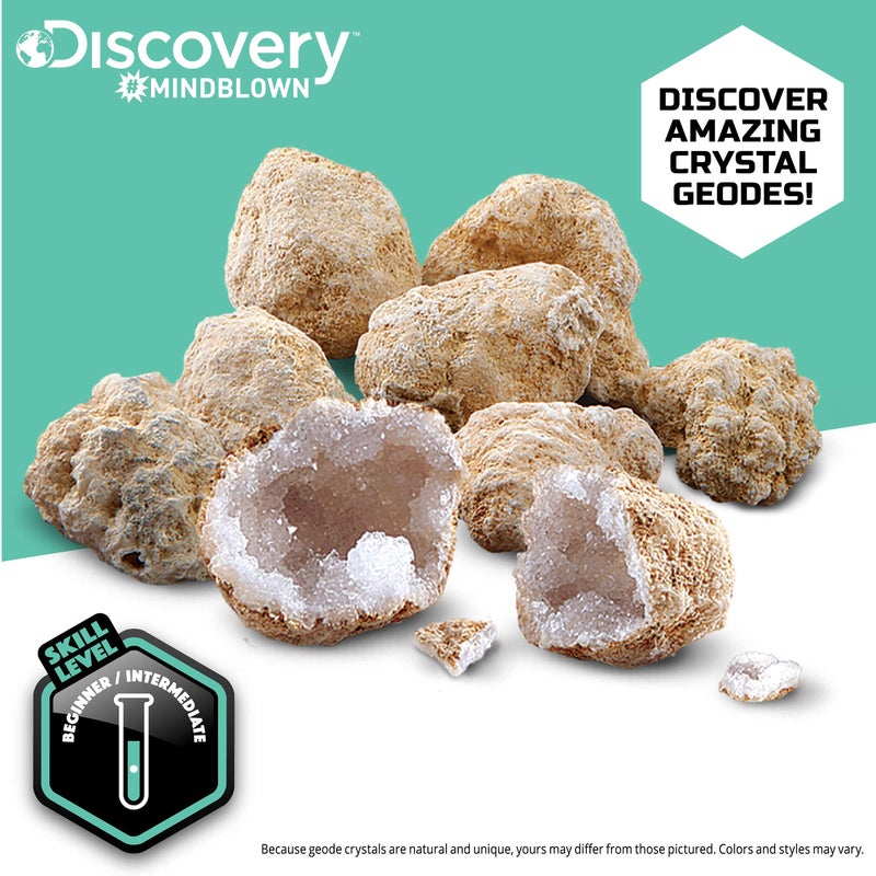 Discoveryâ„¢ Mystery Crystal Geode Kit â€“ Crack Open 10 Real Quartz Geodes| Includes Goggles, Magnifying Glass & Display Stands| Educational STEM Geology Toy for Kids| Science Activity Set Gift| Ages 6+ - Image 5