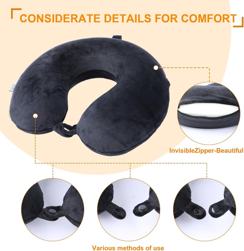 Far win Travel Pillow,100% Pure Memory Foam U Shaped Neck Pillow,Super Lightweight Portable Headrest Great for Airplane, Car,Home,Office,Sleeping Rest (Black) - Image 5