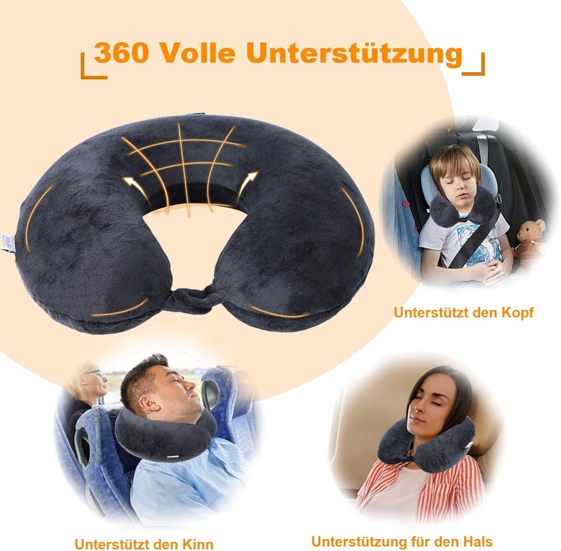 Far win Travel Pillow,100% Pure Memory Foam U Shaped Neck Pillow,Super Lightweight Portable Headrest Great for Airplane, Car,Home,Office,Sleeping Rest (Black) - Image 3